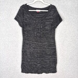 LEI Cable Knit Sweater Dress Junior XXL Charcoal Tunic Academia Preppy Y2K 2000s